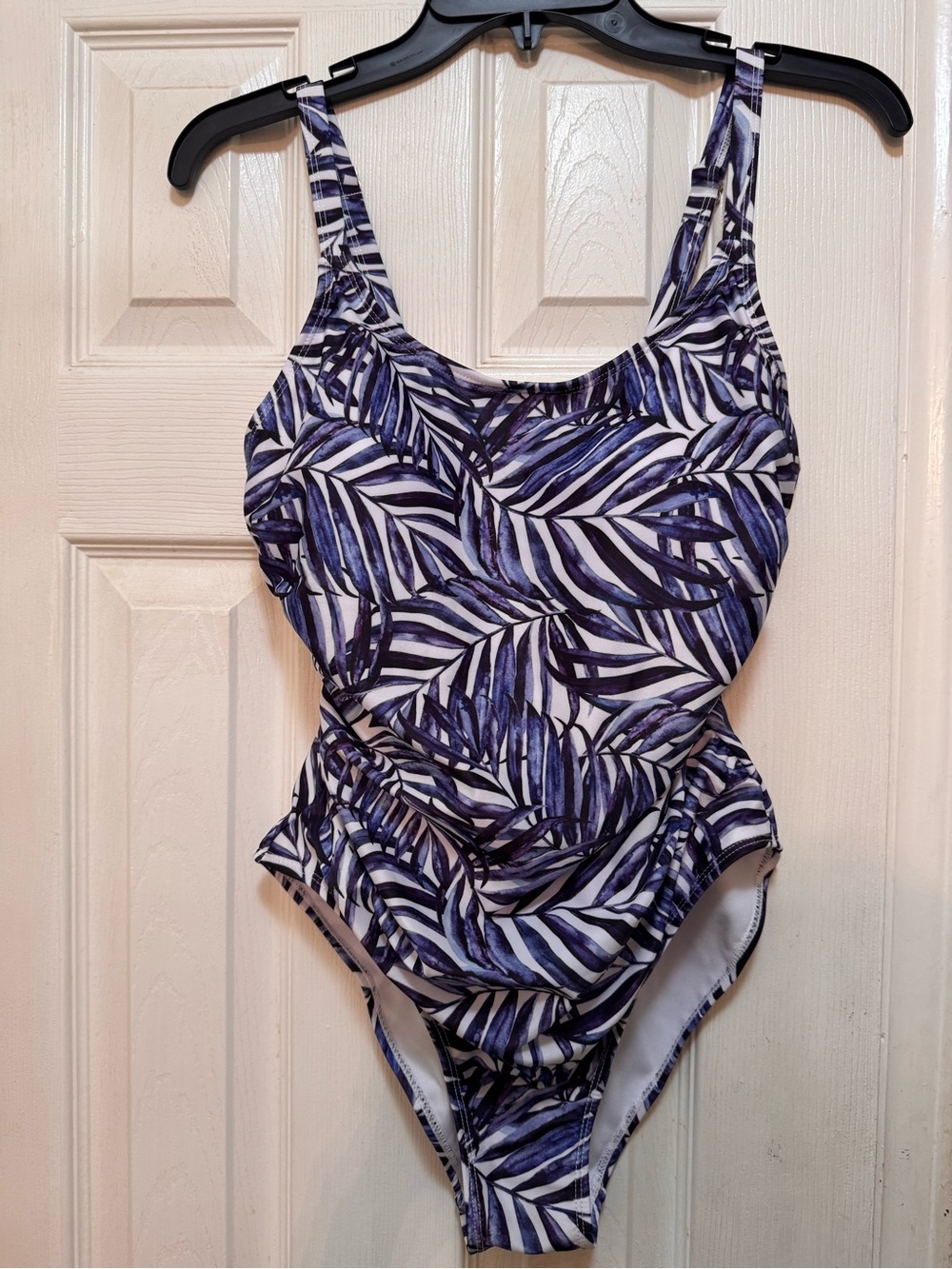 Nicole Miller Blue Leaf Print One-Piece Swimsuit